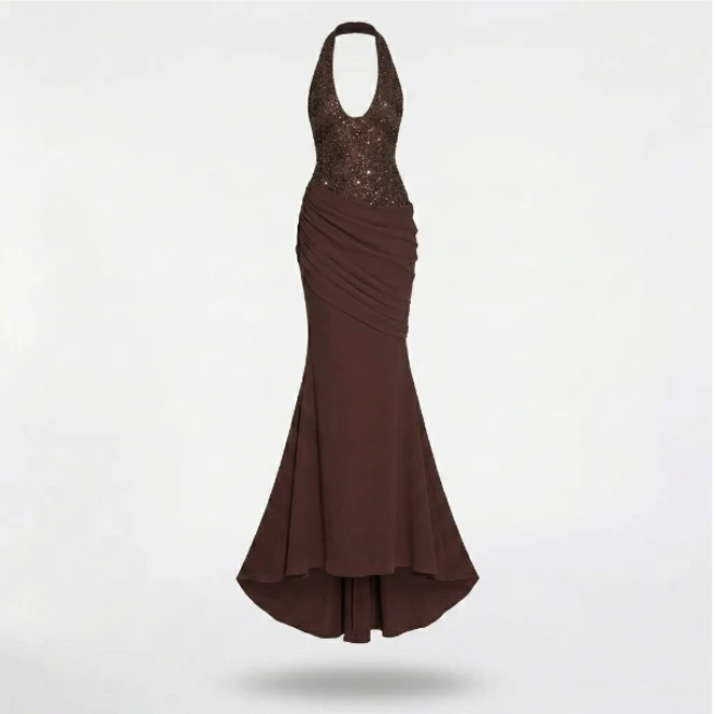 Vestido Luna-Blanco/Marrón