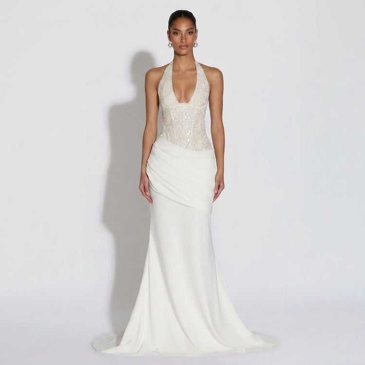 Vestido Luna-Blanco/Marrón