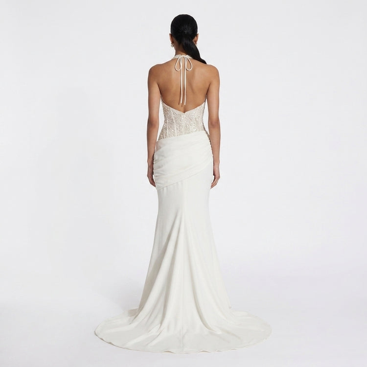 Vestido Luna-Blanco/Marrón