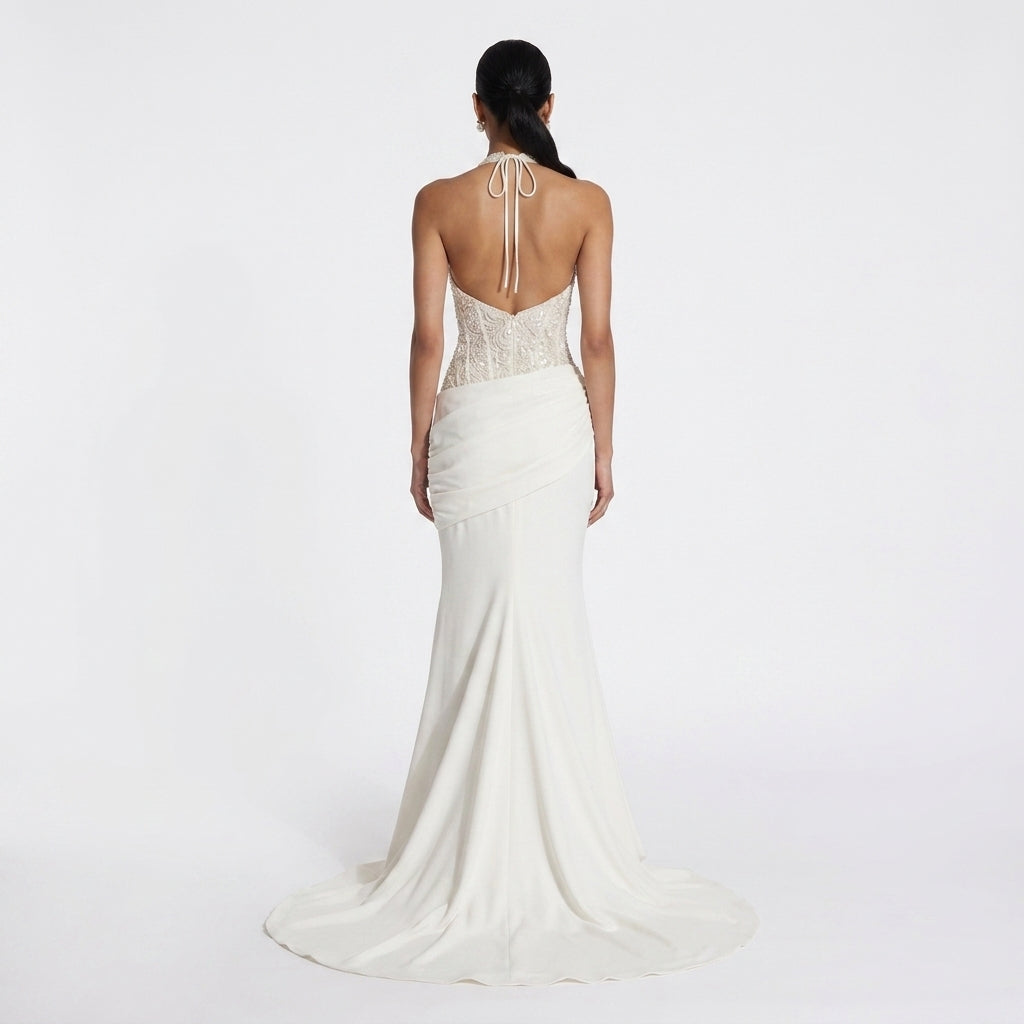 Vestido Luna-Blanco/Marrón